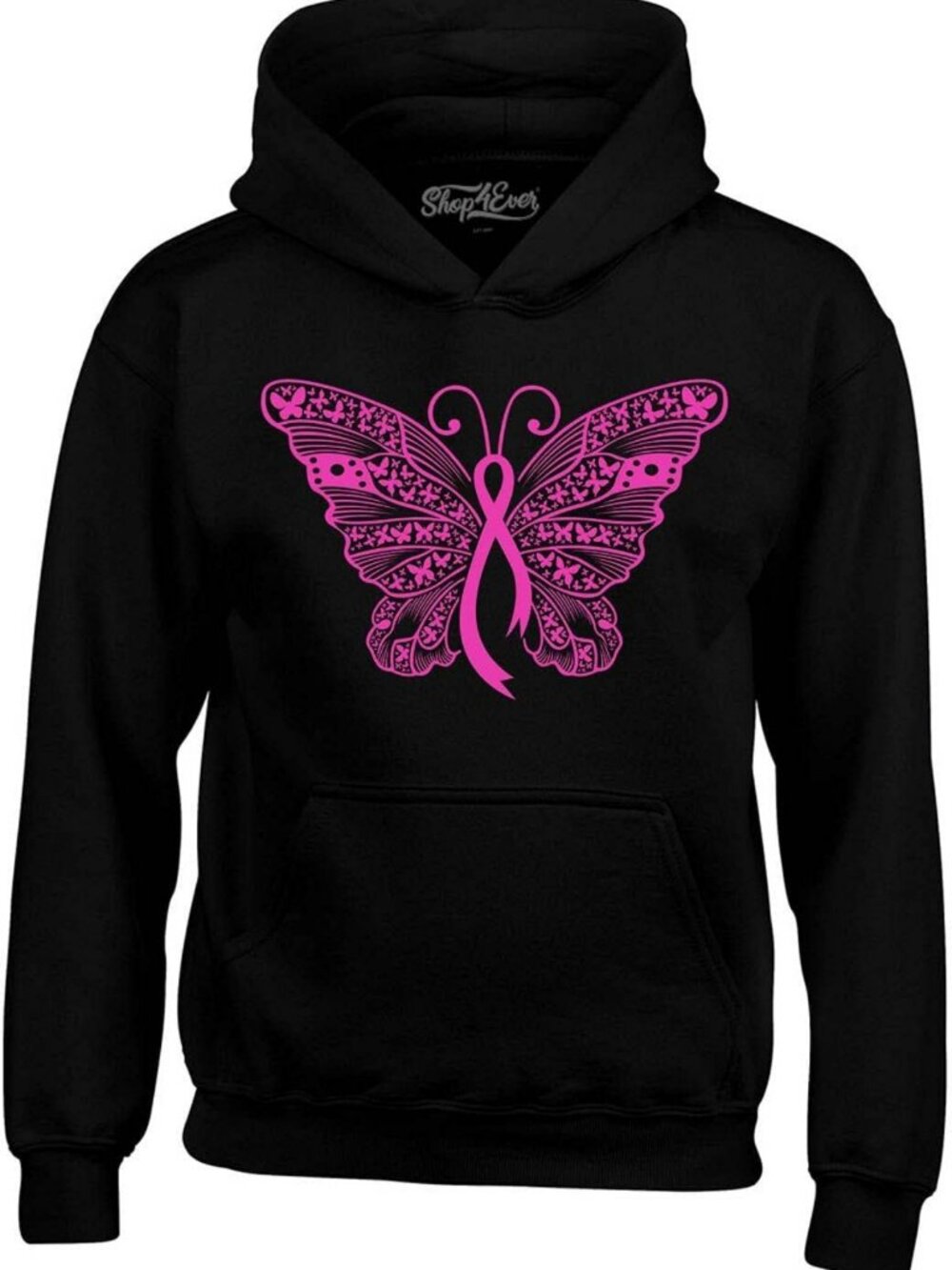 Pink Ribbon Butterfly Hoodie Sweatshirt | Breast Cancer Awareness Apparel